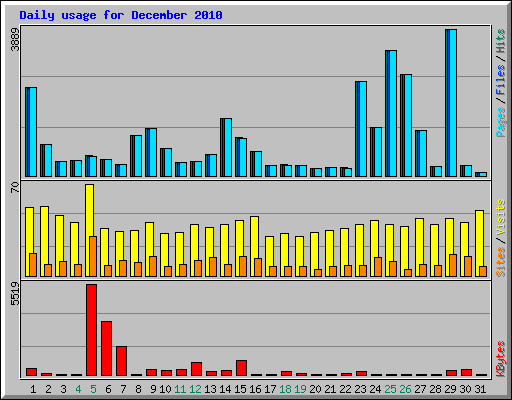 Daily usage for December 2010