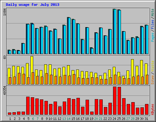 Daily usage for July 2013