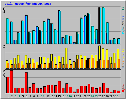 Daily usage for August 2013