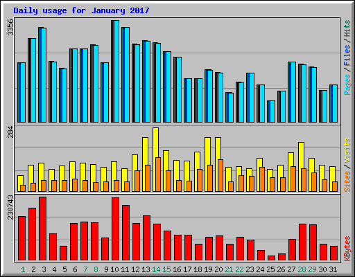 Daily usage for January 2017