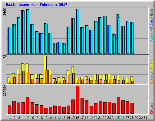 Daily usage for February 2017