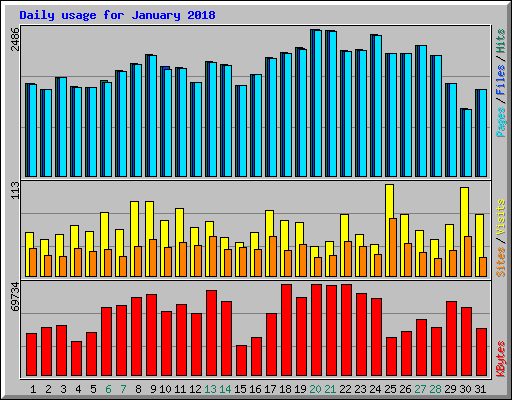 Daily usage for January 2018